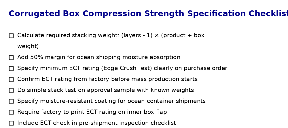Corrugated Box Compression Strength Specification Checklist for Importers from China