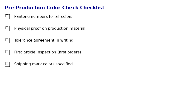 Pre-Production Color Check Checklist for Custom Box Orders