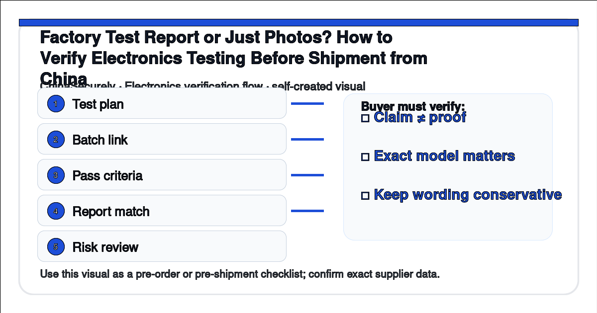 Flowchart for verifying whether a Chinese electronics supplier actually tested products before shipment