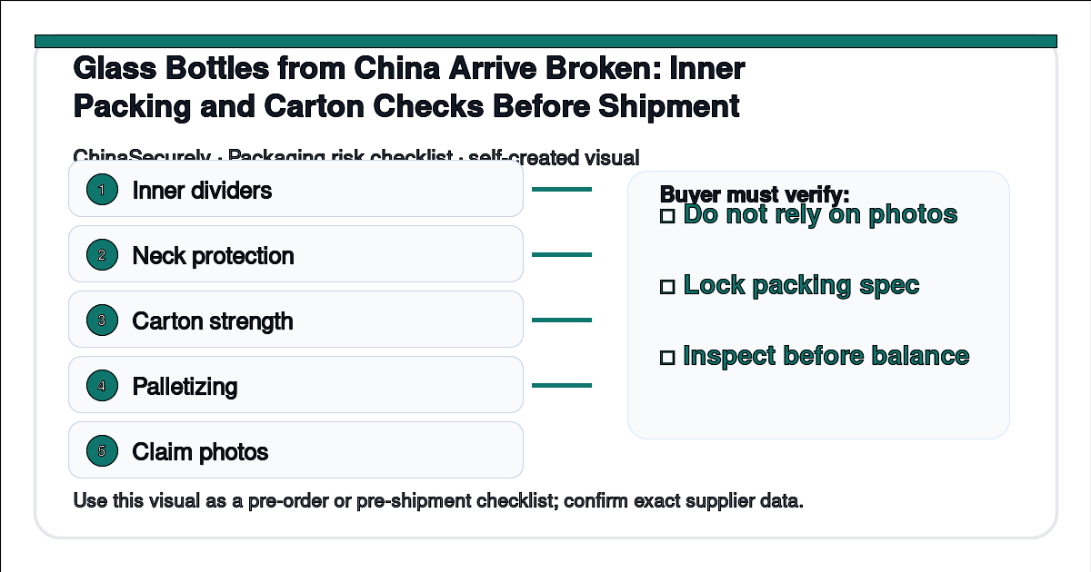 Checklist for reducing broken glass bottle shipments from China using inner packing and carton checks