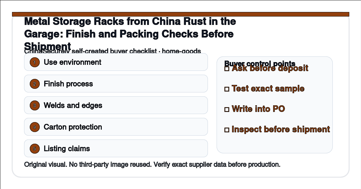 Inspection checklist for reducing rust risk on metal storage racks sourced from China