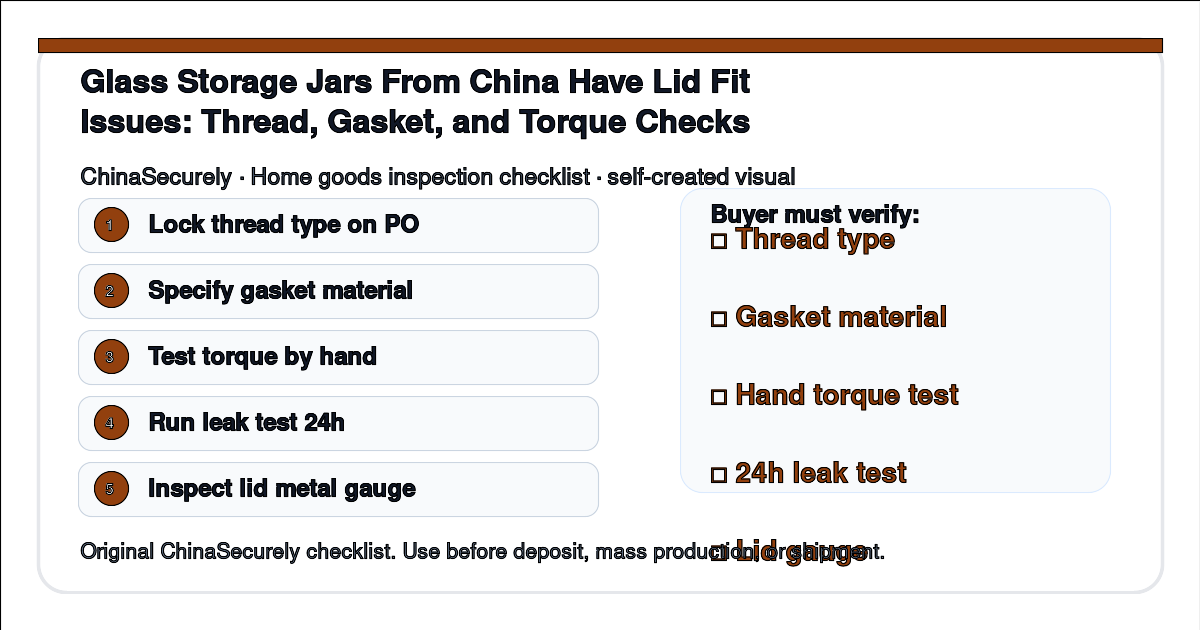 ChinaSecurely glass storage jar lid fit and thread verification checklist