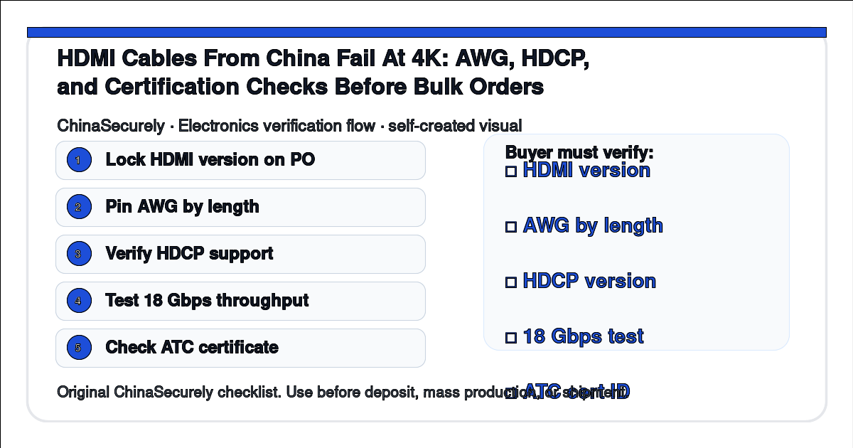 ChinaSecurely HDMI cable 4K spec verification flow for importers