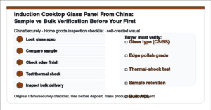 ChinaSecurely induction cooktop glass panel sample-to-bulk verification checklist for small importers
