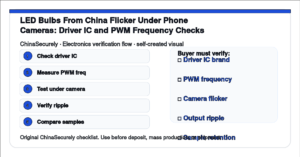 ChinaSecurely LED bulb flicker under camera driver IC and PWM frequency verification checklist for small importers sourcing from China