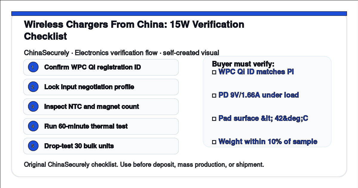 ChinaSecurely wireless charger Qi verification and thermal test checklist for small importers