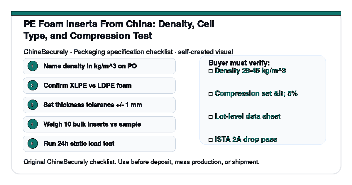 ChinaSecurely PE foam density and compression set verification checklist for small importers