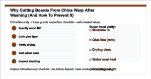 ChinaSecurely cutting board warp after washing moisture content and glue line verification checklist