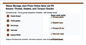 ChinaSecurely glass storage jar lid fit thread gasket torque verification checklist