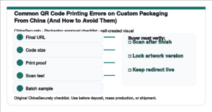 QR code prepress and mass-printing checklist for custom packaging from China.