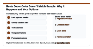 ChinaSecurely resin decor color match verification checklist