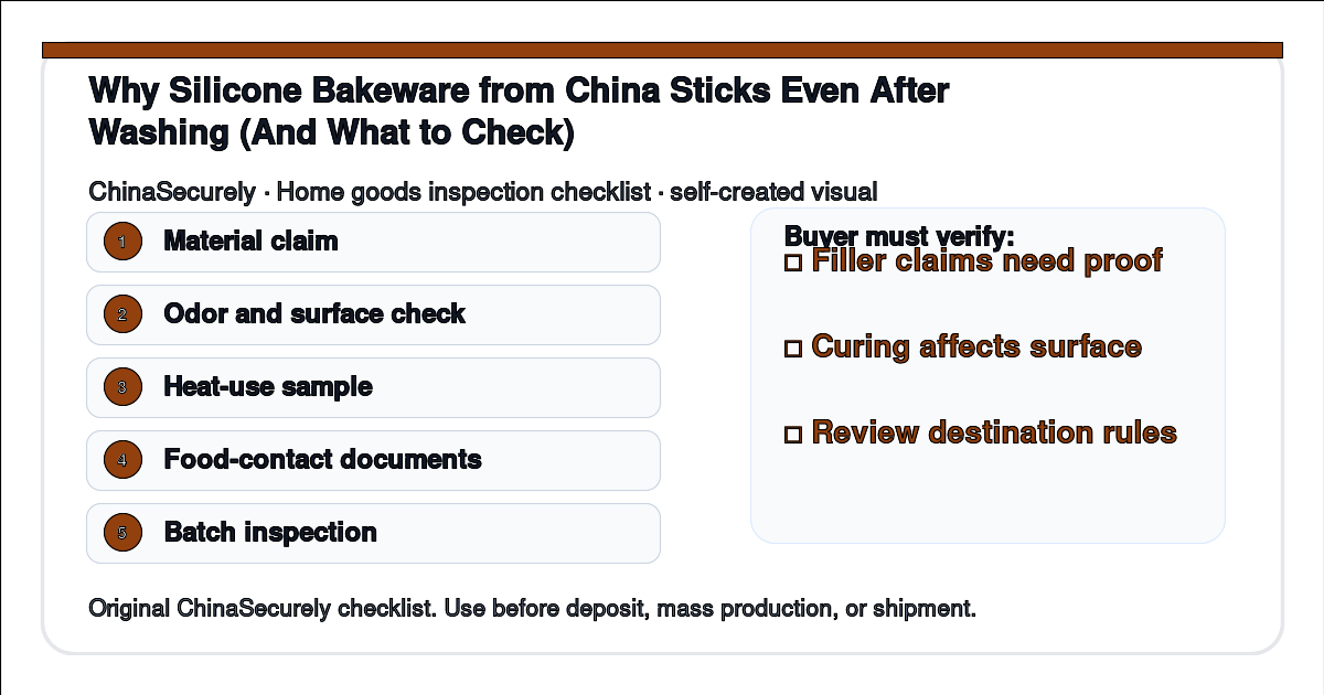 Silicone bakeware sample and material-check checklist for importers sourcing from China.