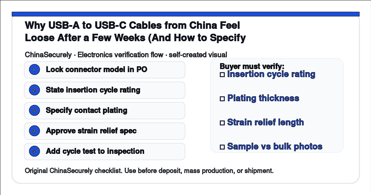 ChinaSecurely USB-C cable connector specification checklist for small importers