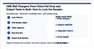 ChinaSecurely USB wall charger drop test and output stability verification checklist for small importers sourcing from China