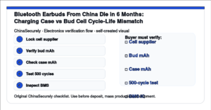 ChinaSecurely Bluetooth earbud cell mismatch charging case vs bud cycle life verification checklist for small importers