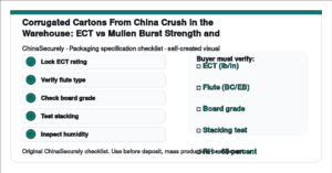 ChinaSecurely corrugated carton ECT vs Mullen burst strength and stacking load verification checklist for small importers