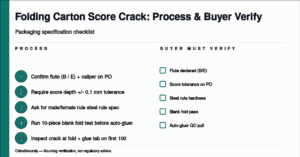 ChinaSecurely folding carton score depth and auto-gluer crack verification flowchart