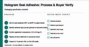 ChinaSecurely hologram warranty seal adhesive on textured box verification flowchart