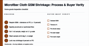 ChinaSecurely microfiber cleaning cloth GSM and shrinkage verification flowchart