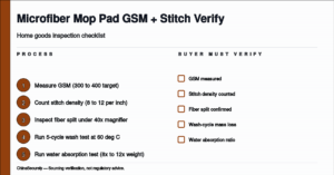 ChinaSecurely microfiber mop pad GSM and stitch density verification flow refreshed 2026-08-27