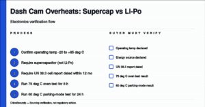 ChinaSecurely dash cam supercapacitor vs Li-Po operating temperature verification flowchart refreshed 2026-08-27