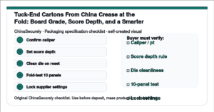 ChinaSecurely tuck-end carton crease failure board grade score depth checklist