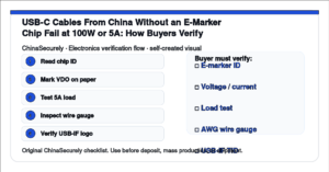 ChinaSecurely USB-C e-marker chip verification checklist for small importers