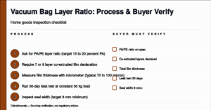 ChinaSecurely vacuum storage bag PA/PE layer ratio and leak verification flowchart